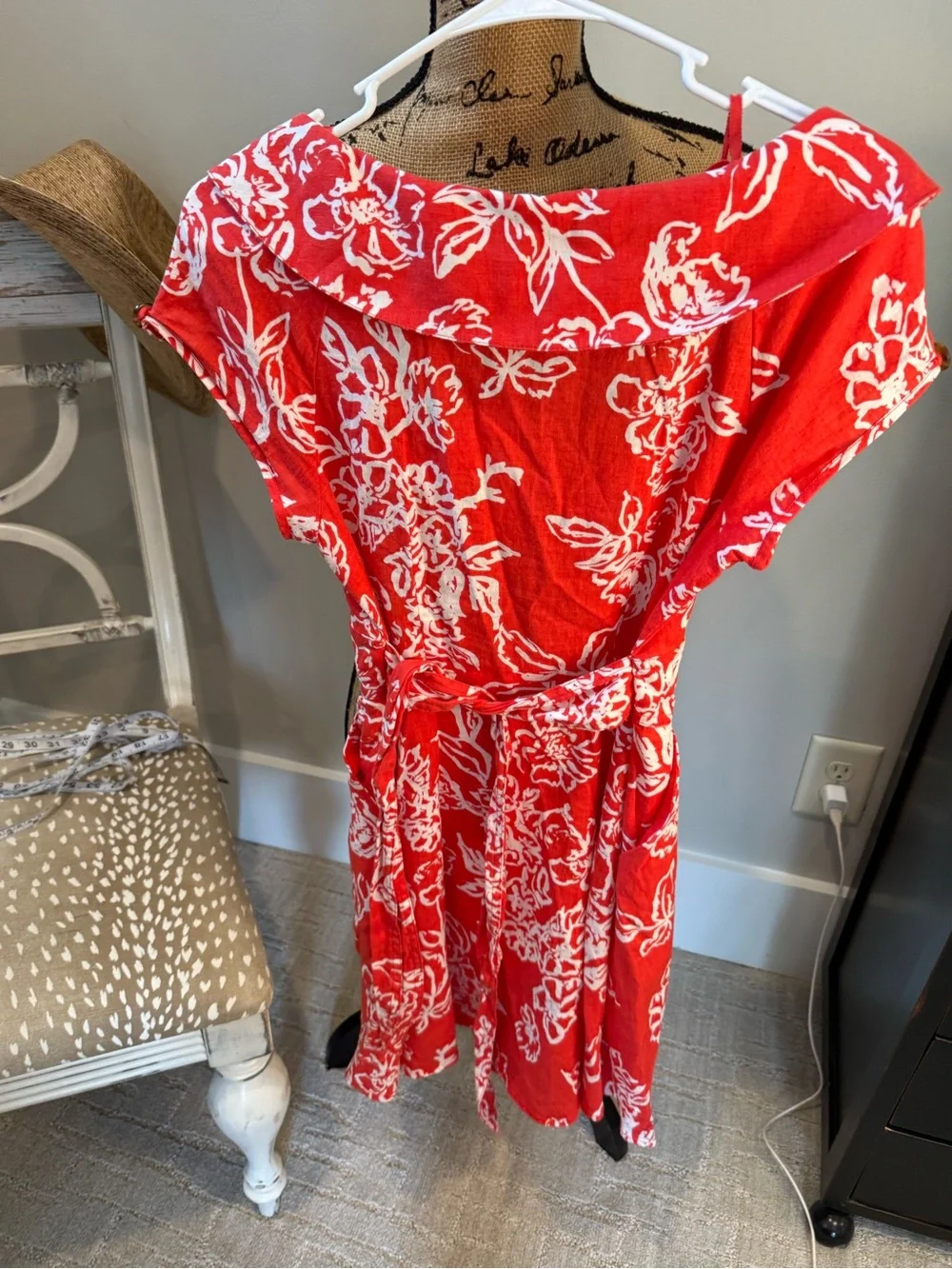 Free People Red & White Floral Button-Front Mini Dress